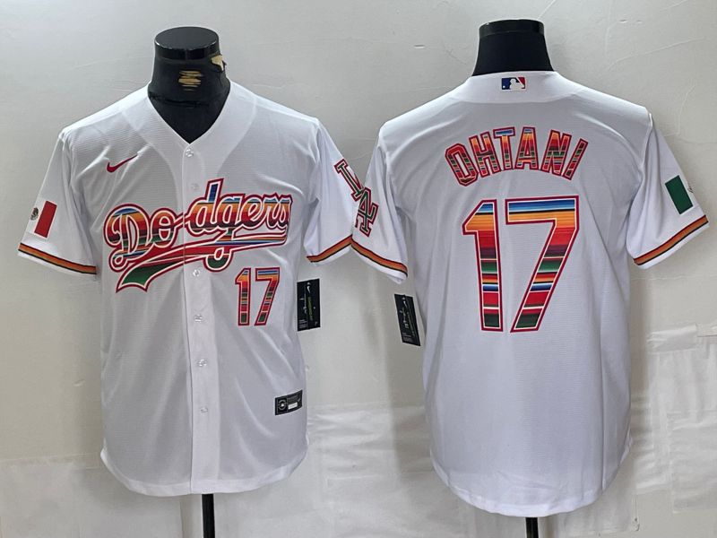 Men Los Angeles Dodgers #17 Ohtani White Fashion Nike Game MLB Jersey style 59
